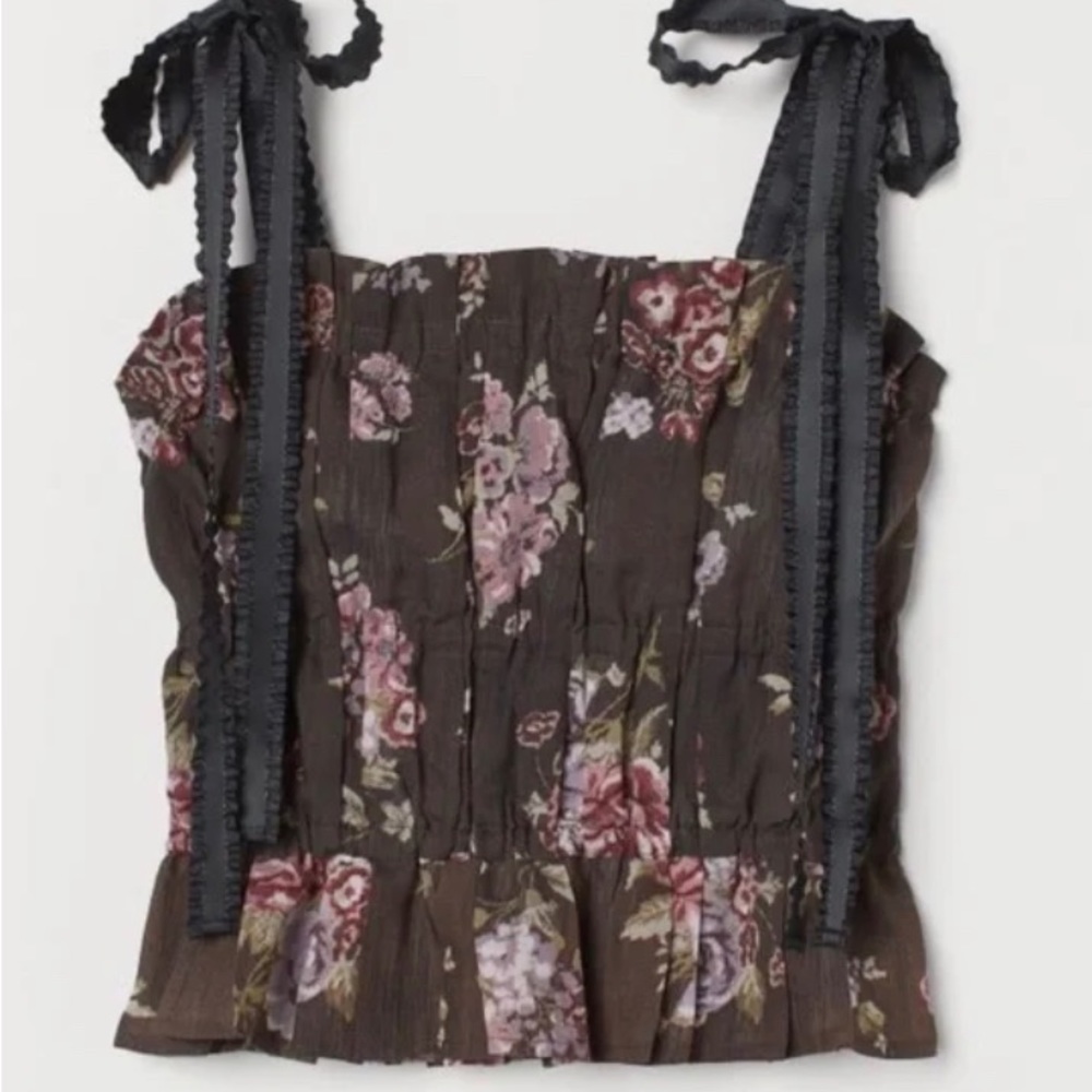 Brock collection x H&M top, lyocell blend top in dark brown size medium